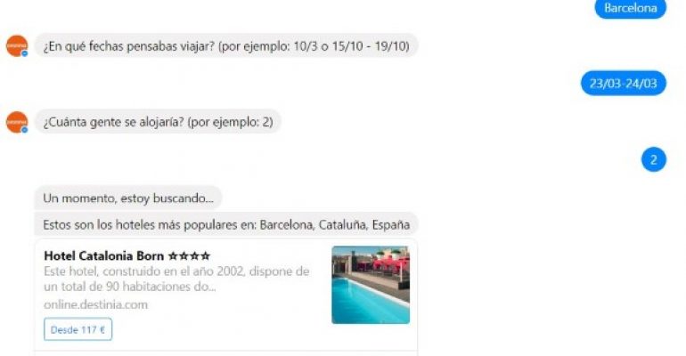 ¿Buscas un hotel? El chatbot de Destinia en Facebook Messenger te ayuda a encontrarlo