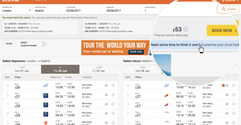 We launch a flight ‘FareKeeper’ to block the price